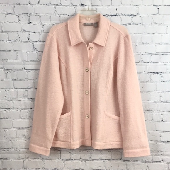 Chico's Sweaters - Chico’s Light Pink Wool Sweater Jacket sz XL